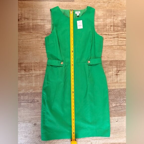 J. Crew Dress Green Textured Sleeveless Lined Midi Size 10 - Picture 6 of 7